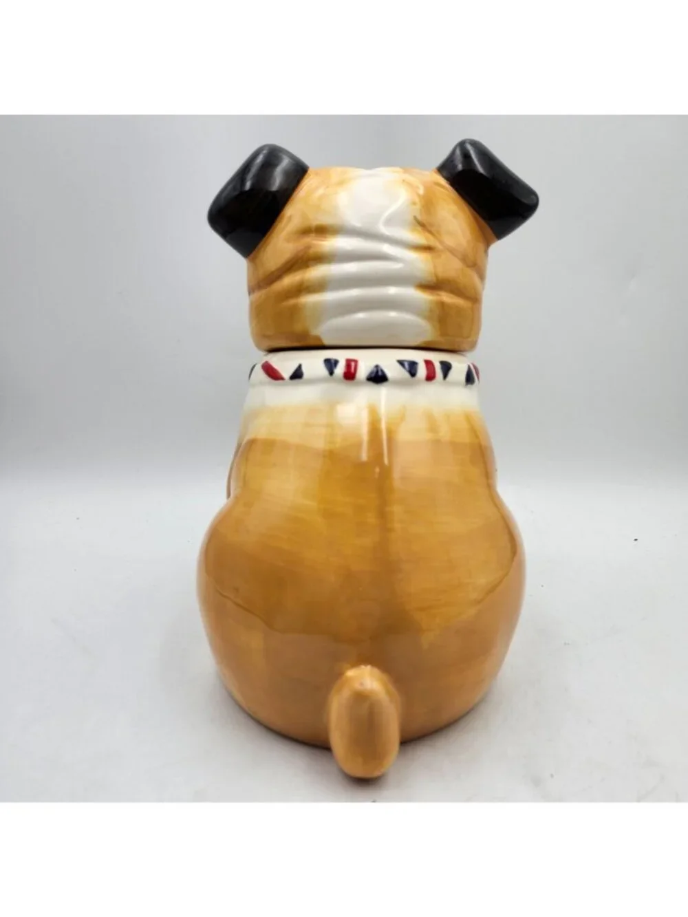 Hannington British Bulldog Ceramic Cookie Dog Biscuit Treats Jar Union Jack Neck